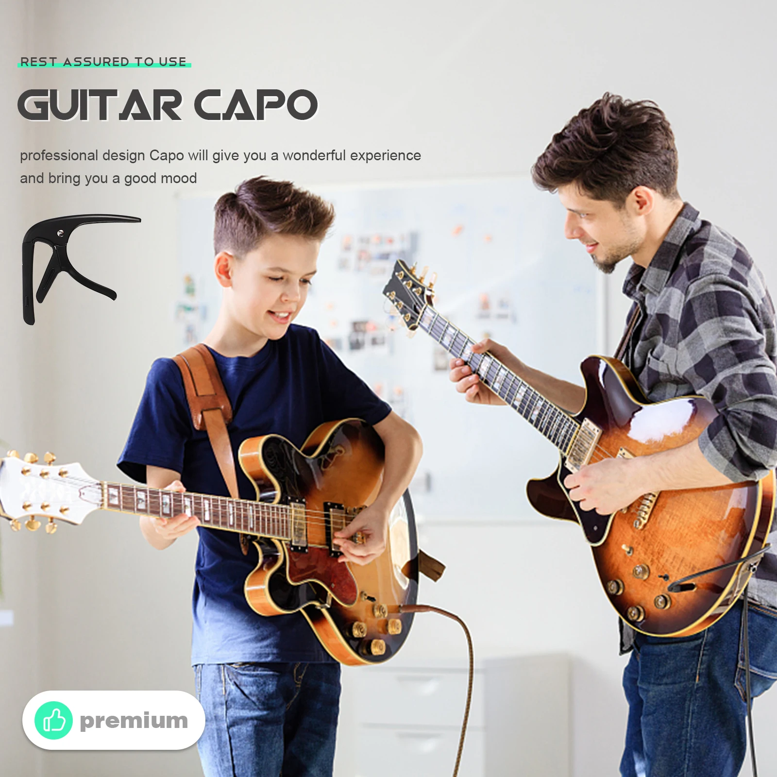

1 set Capo For Folk Acoustic Guitar Portable Metal Clip Tuning Tool Music Accessory Multi-Function Capo Guitar Clamp