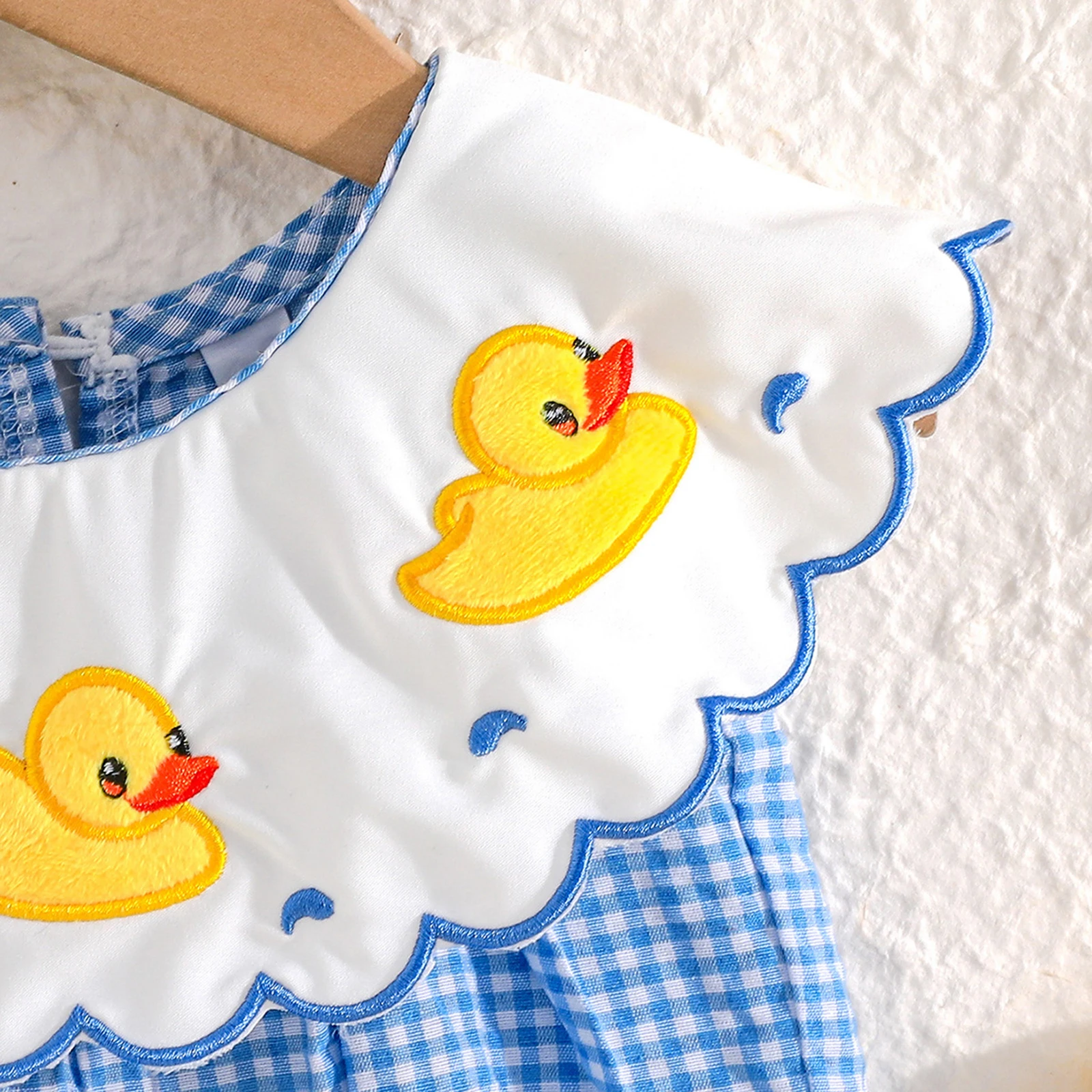 Blue Plaid Baby Romper 3