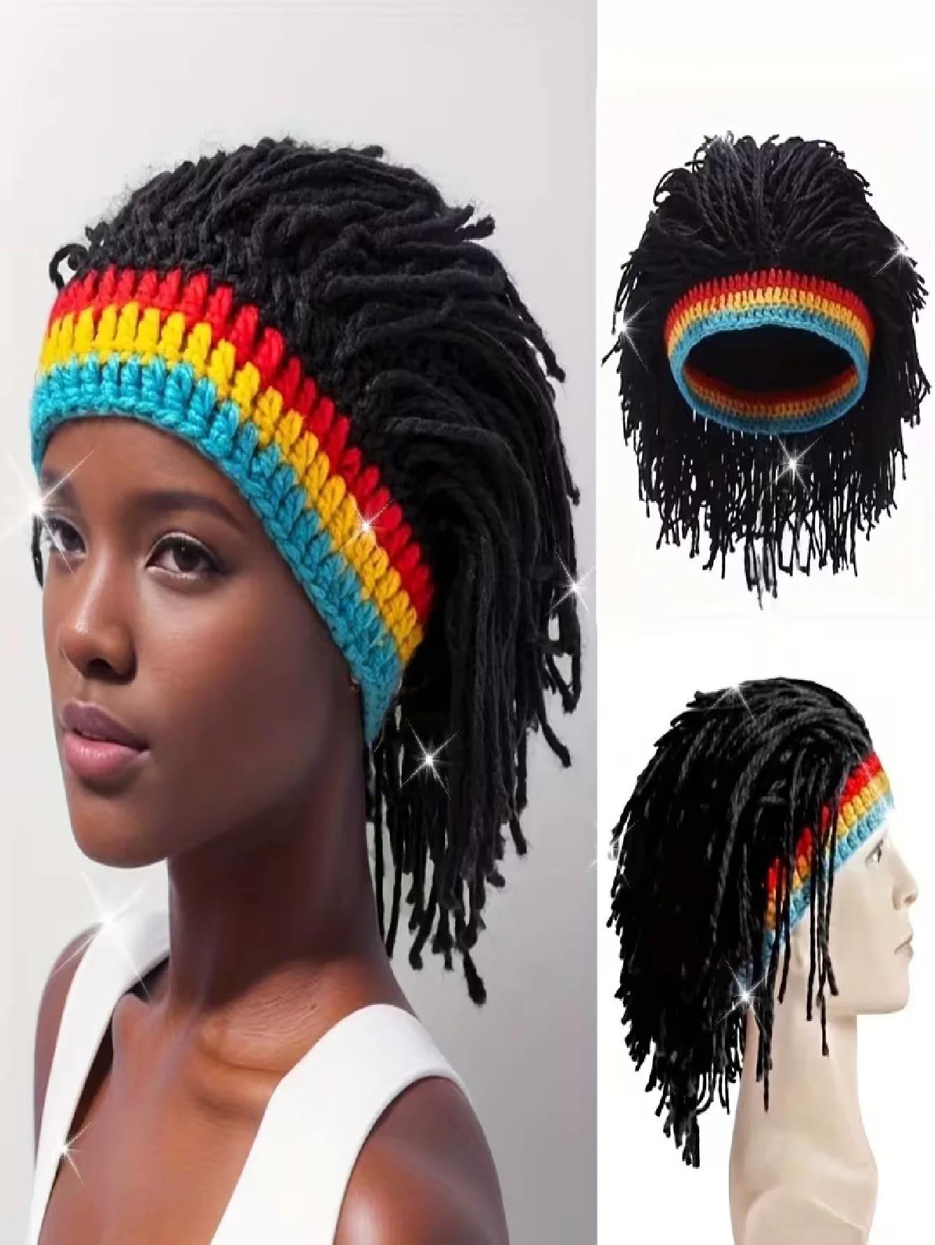 Quirky Headgear with Dreadlocks, Knitted Hat for Hip-Hop Parties, Trendy and Unique for Men and Women, European and American Style, Warm Knit Wig Hat