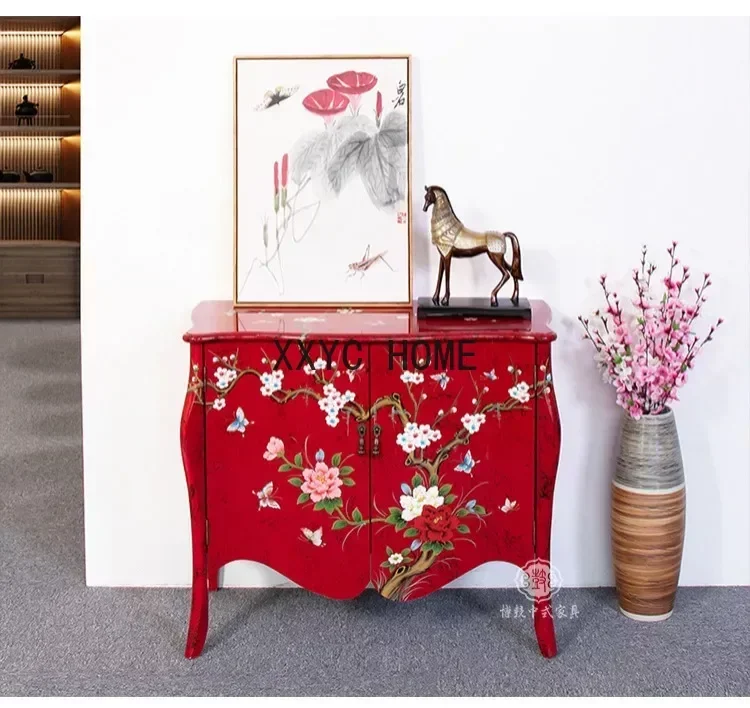 

Современный многофункциональный шкаф для хранения цветов и растений с китайской росписью, украшение для гостиной, прикроватный столик