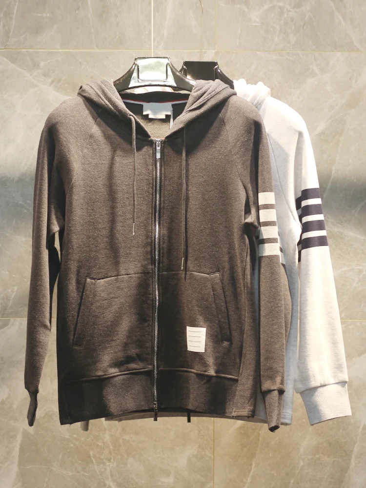 

Высококачественная хлопковая толстовка-худи на молнии с прямым кроем, модная, для весны и осени, в спортивном стиле, с длинными рукавами.