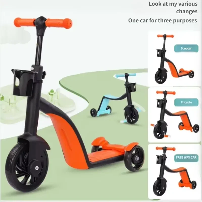 for High Quality 3 in 1 Three Wheel Scooter for Boys and Girls Aged 2 to 6 Multifunctional Toy Scooter