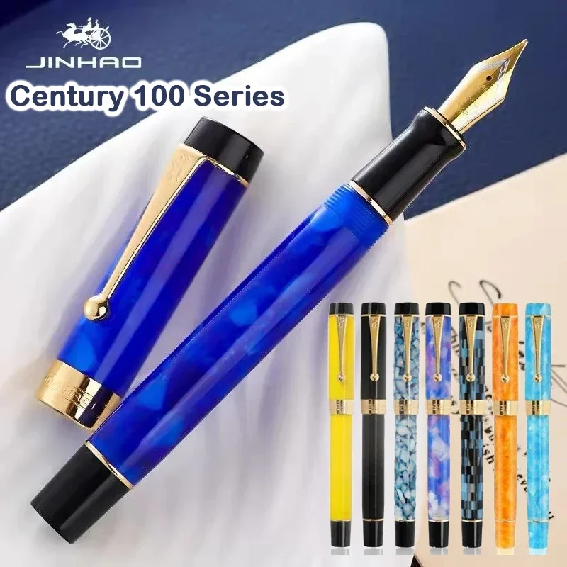 Jinhao 100 Centennial Fountain Pen Resin Luxury Pens Gold Clip EF/F/M Classic Nib Writing Pen Stationery Office School Supplies