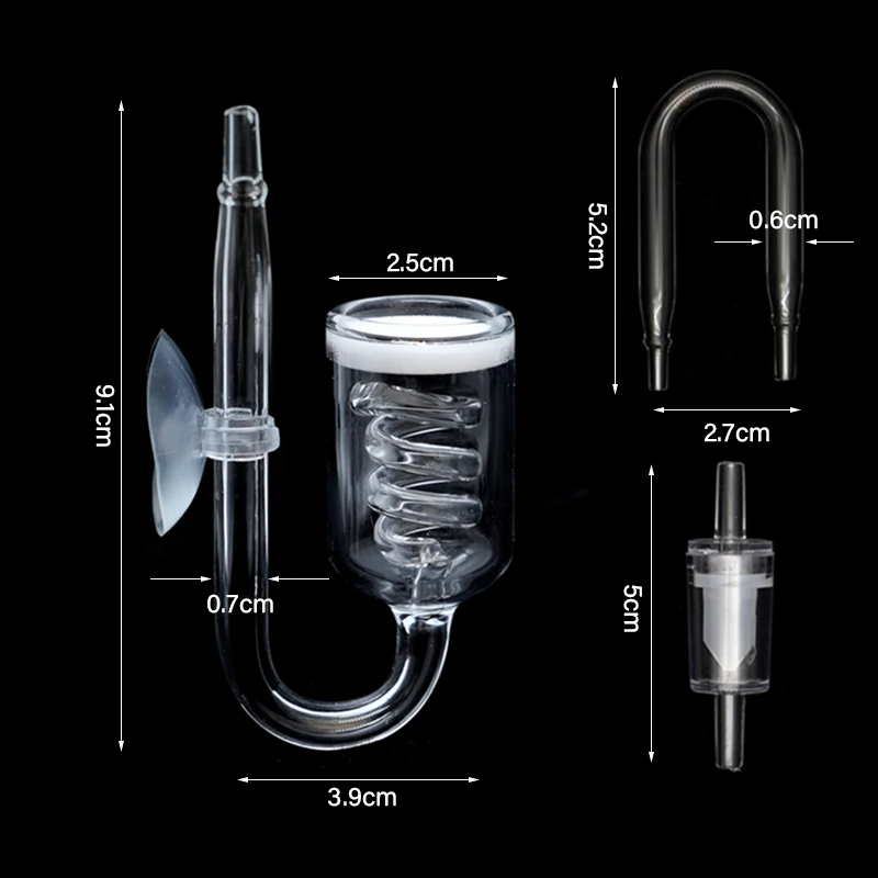 CO2 difüzör akvaryum camı Spiral karbon dioksit Atomizer difüzör akvaryum balık tankı aksesuarları için vantuz ile