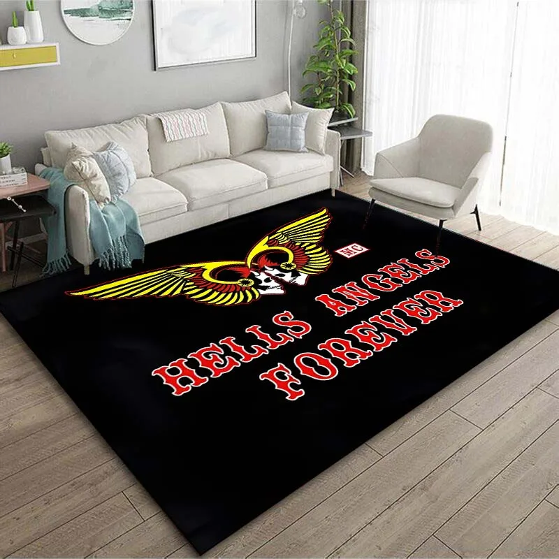 Motorcycle H-Hells Angels-Mc Pattern Floor Mat Rug 15 Size Living Room Bedroom Bedside Bathroom Floor Mat Area Rug Club Decor