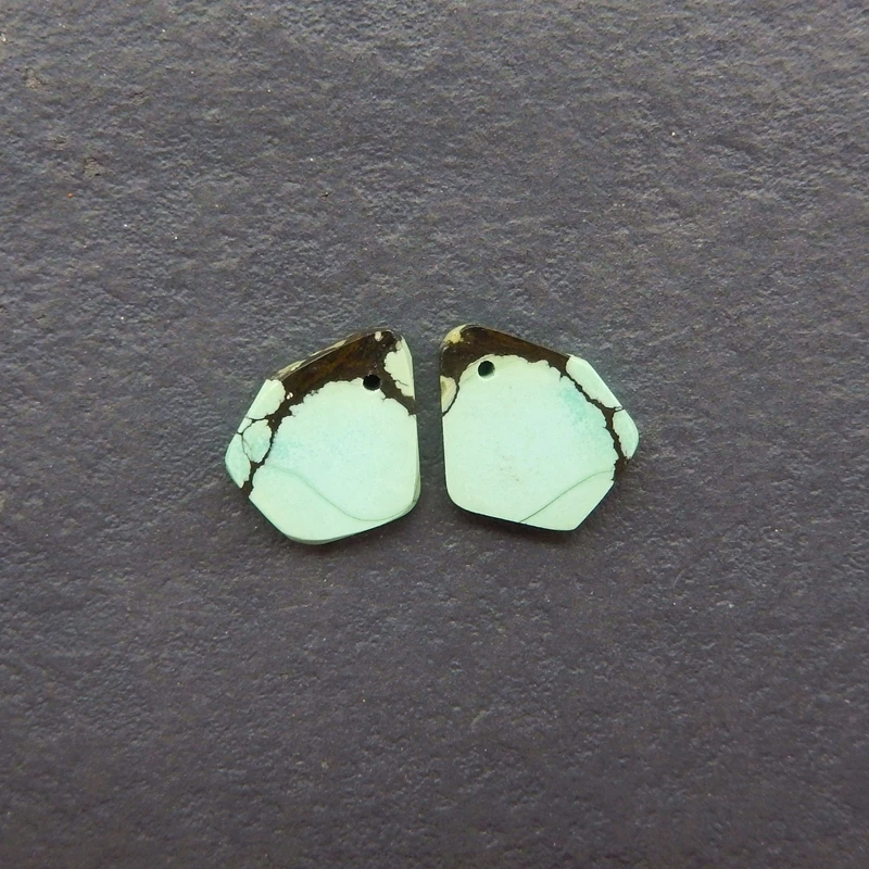 

2PCS Natural Turquoise Irregular Components Mint Green Dark Matrix Inclusions Handmade Jewelry Artisanal Craft Supplies