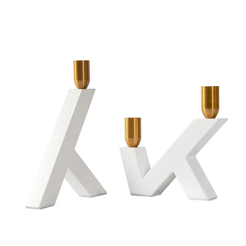 Three spring and three summer, geometric marble candlestick ornament candlestick French vintage living room dining table