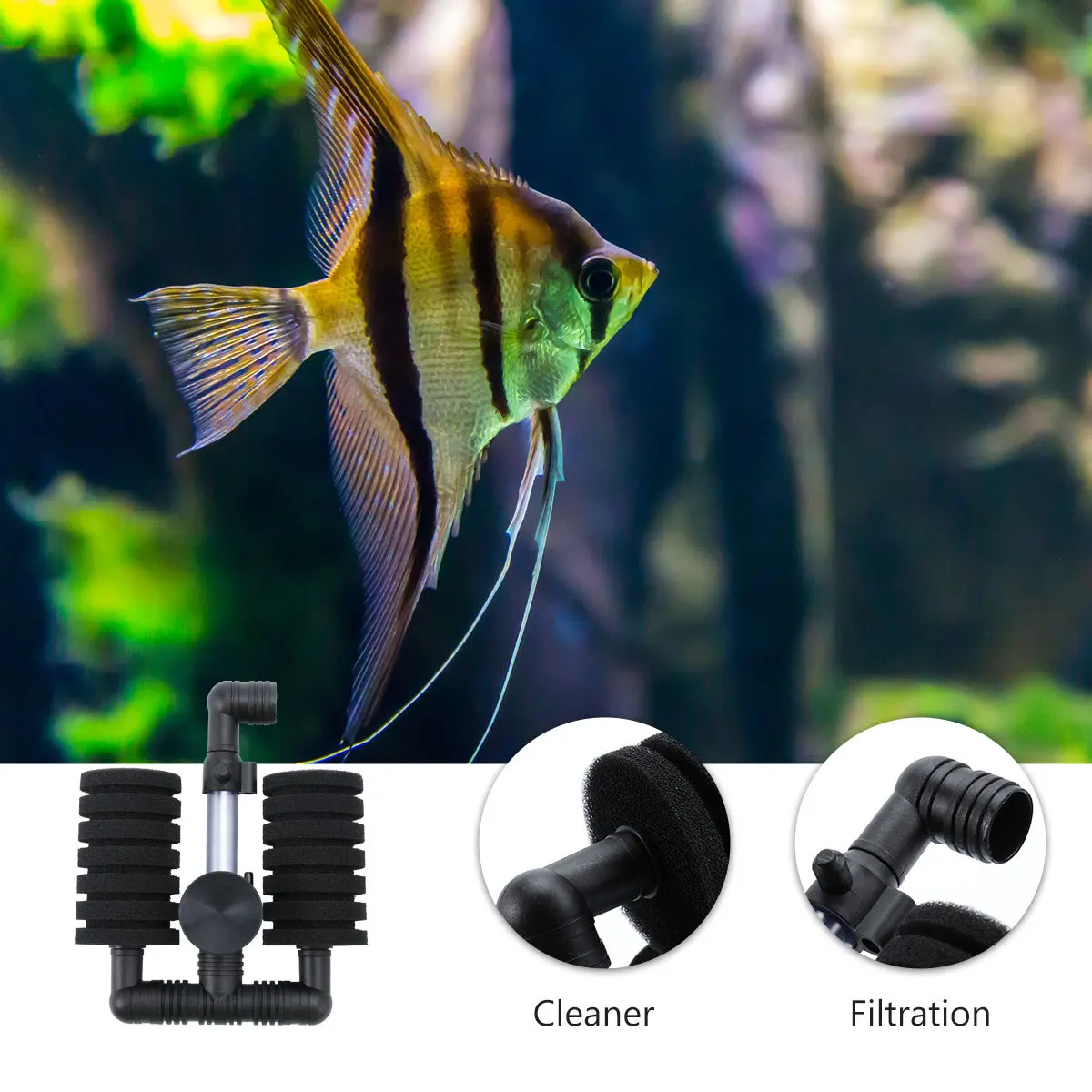 

Aquarium Biochemical Sponge Filter Black 57x55x177mm Fish Tank Cleaner Stable Water Quality Oxygenation System