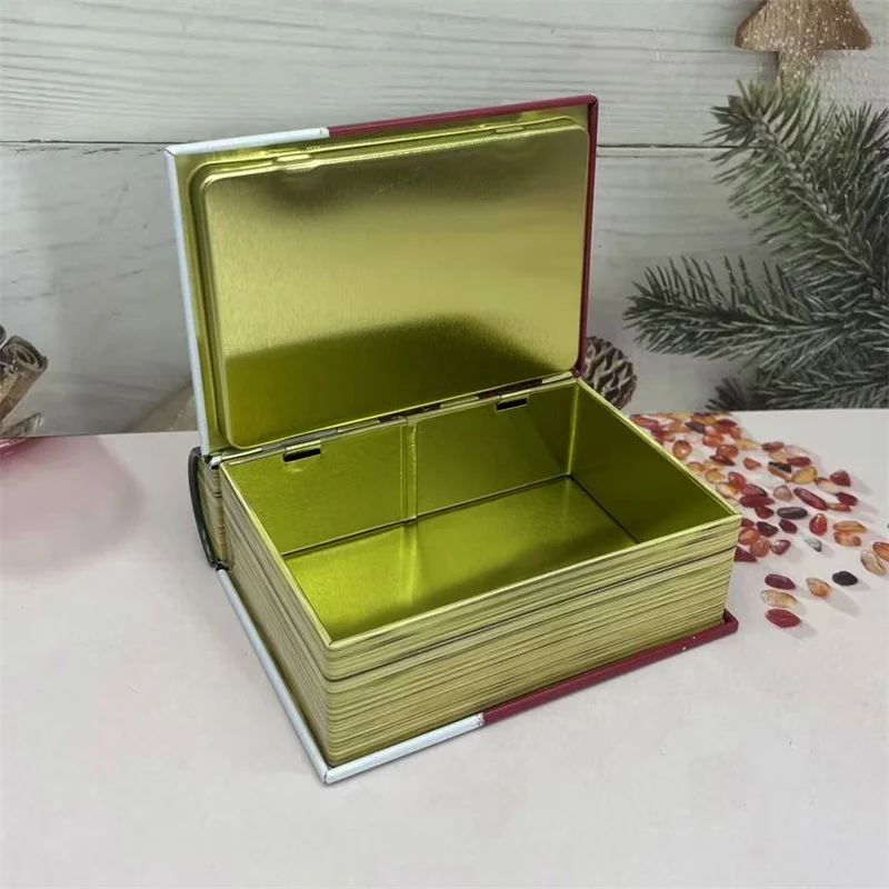 Random 1Pc Book Shaped Tin Box Christmas Gift Box Greeting Card/Christmas Jewelry Storage Box Decorations Party Favors - view 3