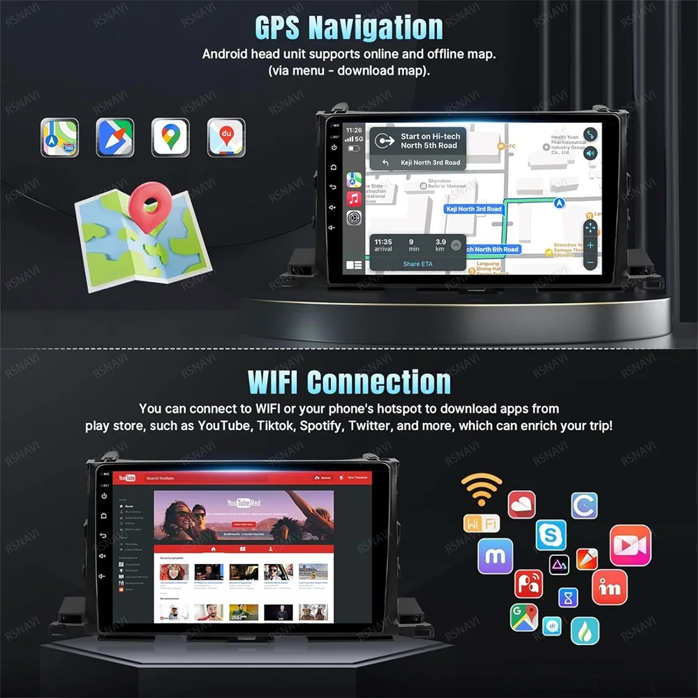 Android 14 Car Radio For Toyota Highlander 2014 2015 2016 2017 2018 2019 Carplay Auto Multimedia Video Player 4G WIFI GPS NAVI
