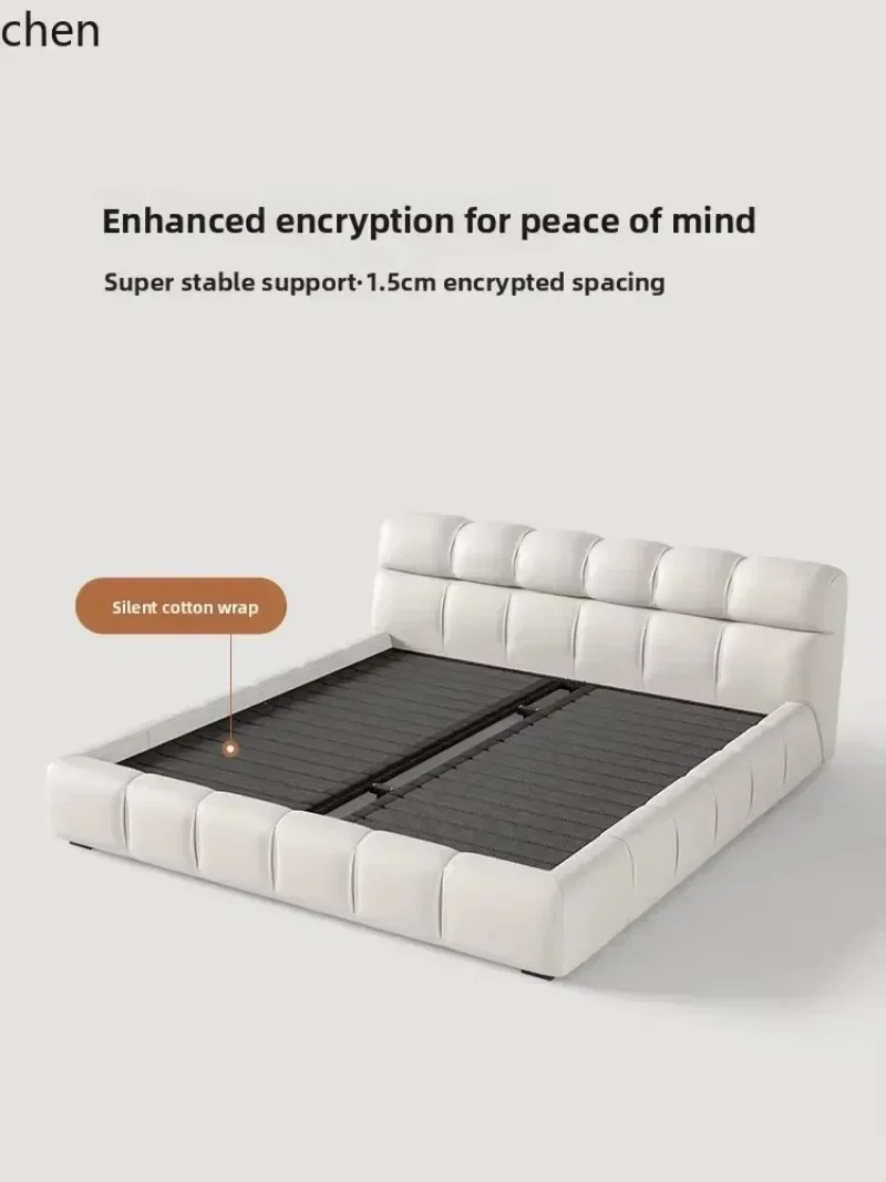 Cloud Bed Light Luxury Cream Style Master Bedroom Large High-End Elegant Leather Soft Pack Minimalist Girl's Bedroom Bed