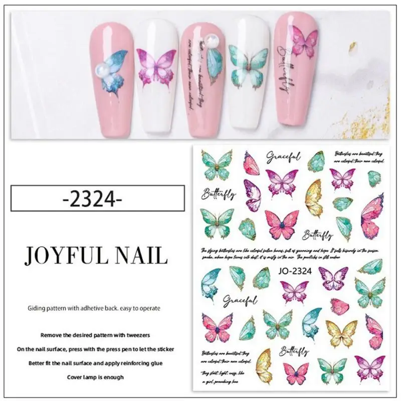 1/2 pçs borboleta realista manicure adesivos azul colorido borboletas asa sliders para unhas tatuagens encantos decoração de primavera