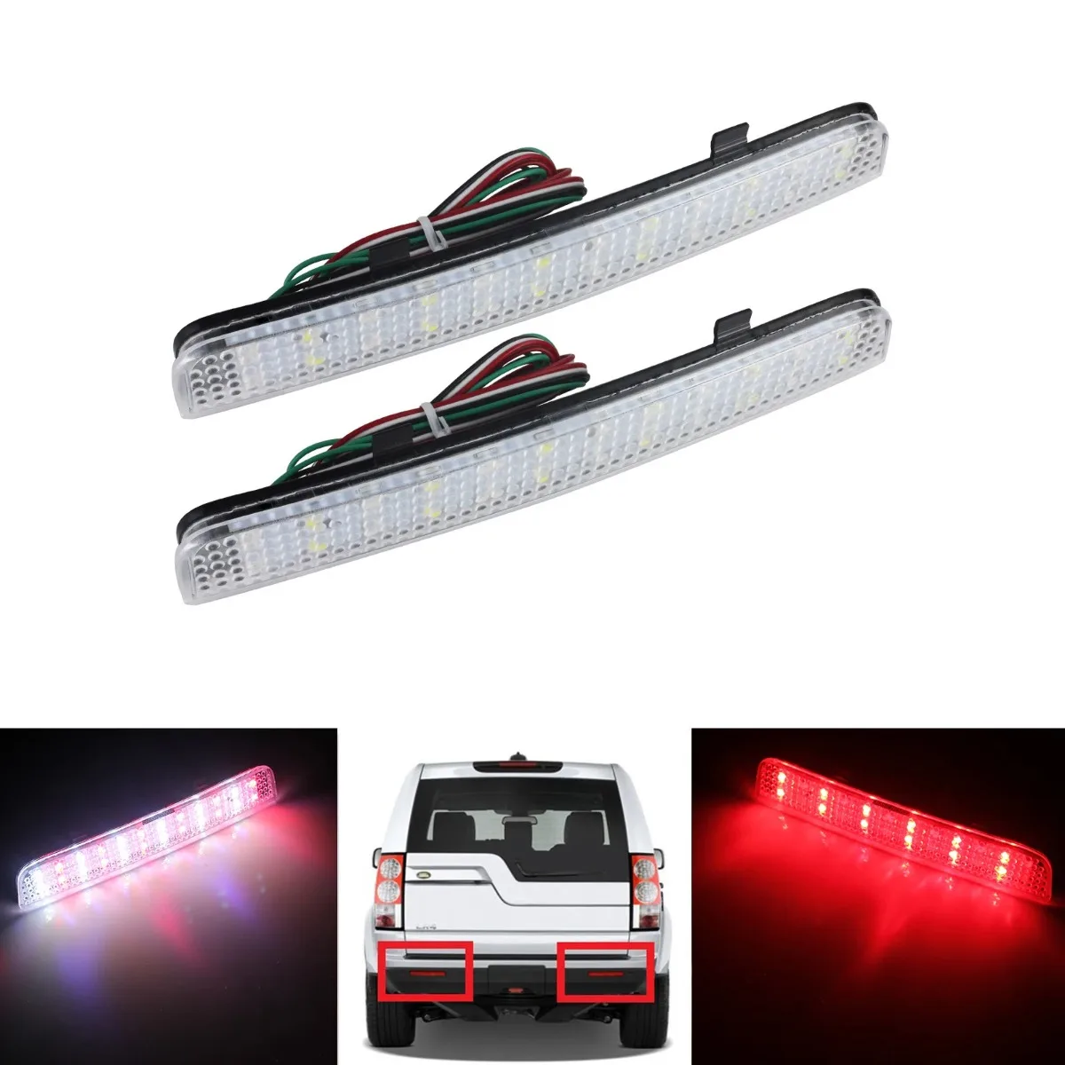 LR006348 XFF000030 Clear Len LED Rear Bumper Reflector Light w/ Parking Light For Land Rover Range Rover L322 Freelander 2 / LR2