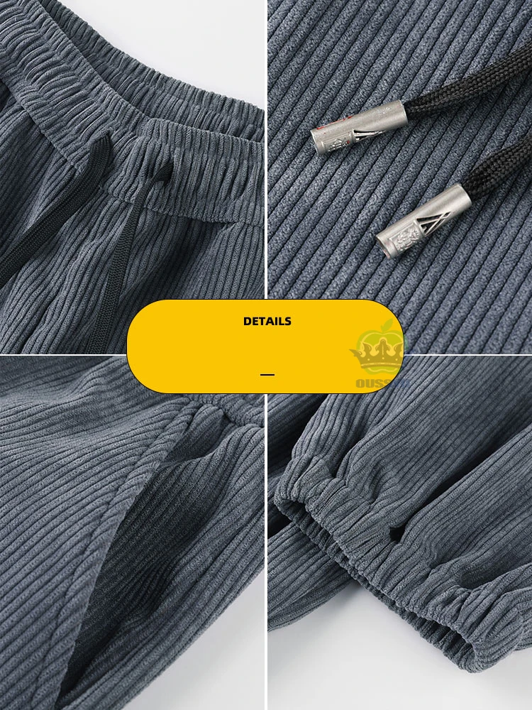 Novo outono inverno grosso listra calças de veludo dos homens harajuku harem hip hop y2k sweatpants jogger cinza bege calças casuais masculino