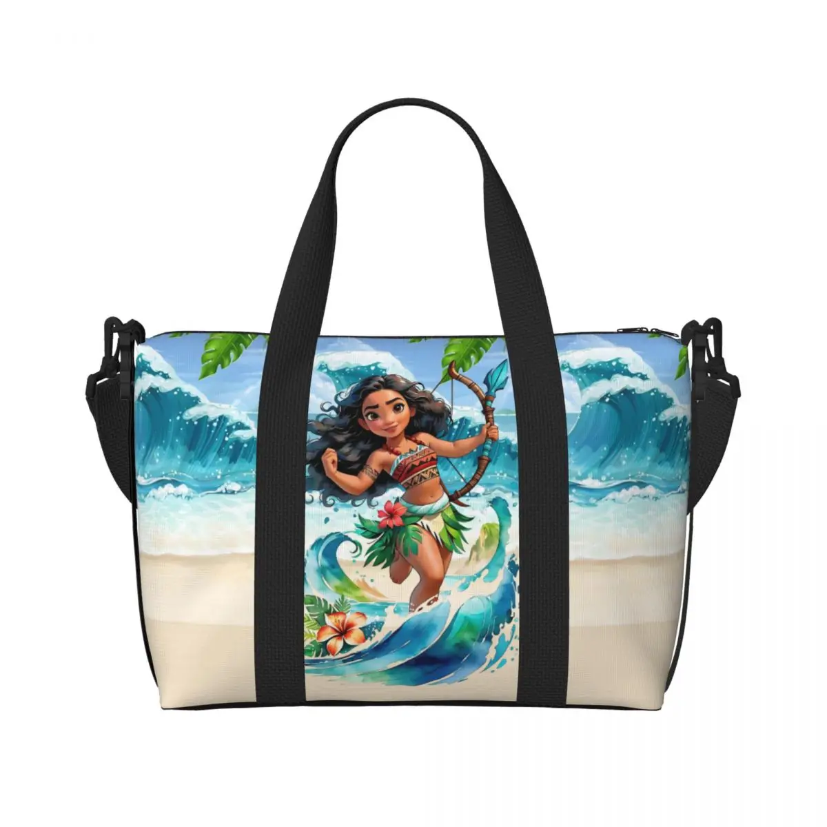 

Женская большая сумка Moana на заказ, большая вместительная дорожная сумка на плечо в стиле аниме для пляжного спортзала