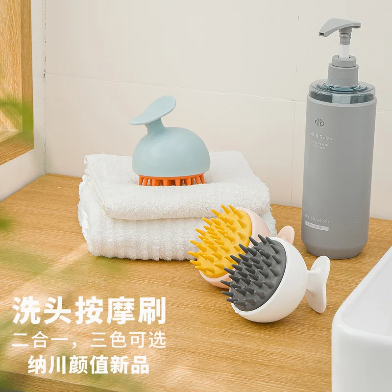 Shampooing and massaging brush cleaning scalp, relieving itchiness, and scratching - made of high-quality