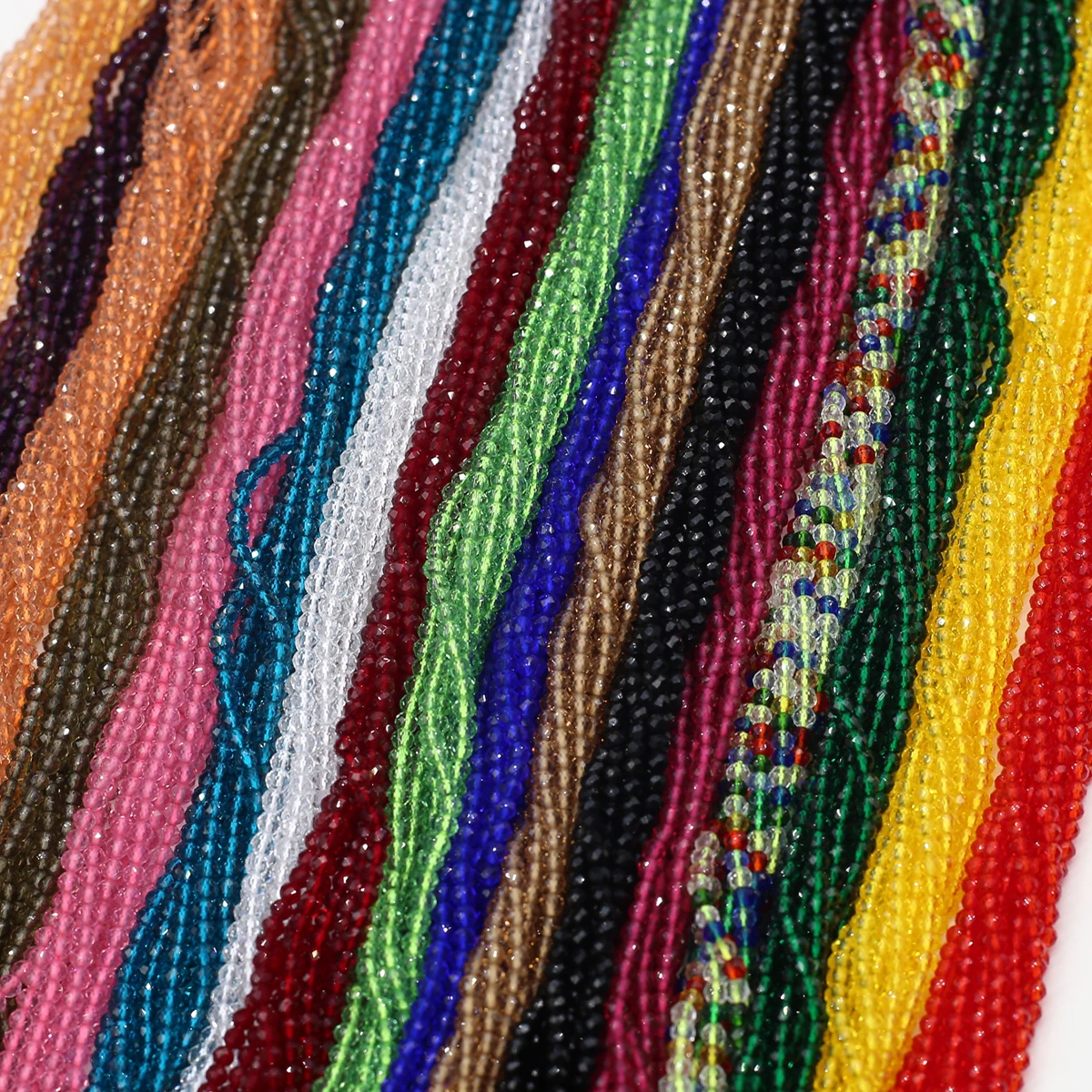 Rondell Austria Faceted Crystal Beads 2mm Round Glass Loose Spacer Beads for DIY Jewelry Making Necklace Bracelet