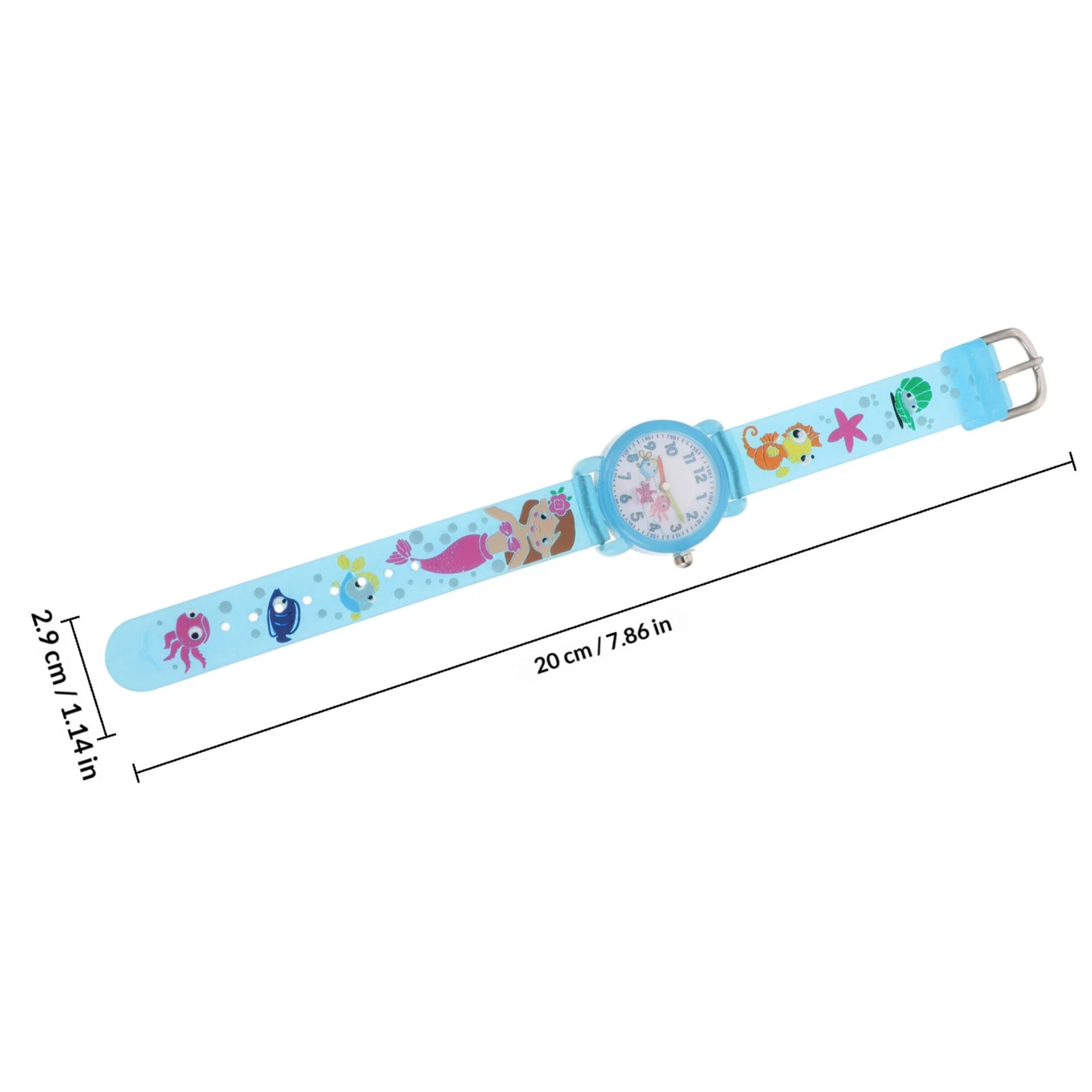 1pc Cartoon Mermaid Watch For Waterproof Time Learning Wristwatch Bright Color Student Gift Quartz Clock