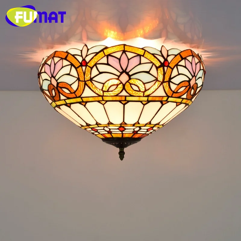 FUMAT Tiffany Retro style 16 inch Heart stained glass overhead light deco the dining room bedroom hallway ceiling light