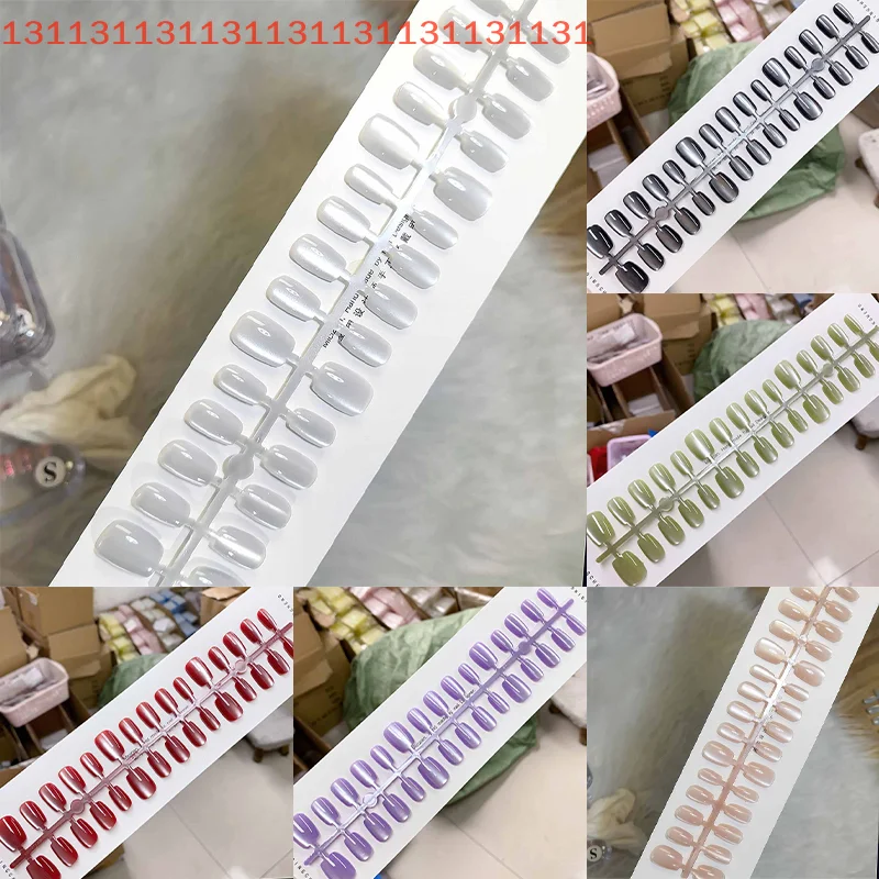 30 Uds. De uñas postizas de diferentes tamaños, decoración de ojos de gato, cobertura completa de puntas de uñas artísticas