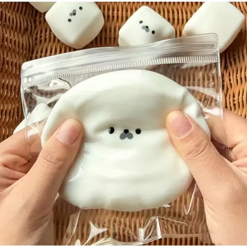Cute Seal Milk Block Squishy Toy Creative Ultra Soft Slow Rising Silky Smooth Stress Relief Hand Fidget Nice Touch Portable Gift