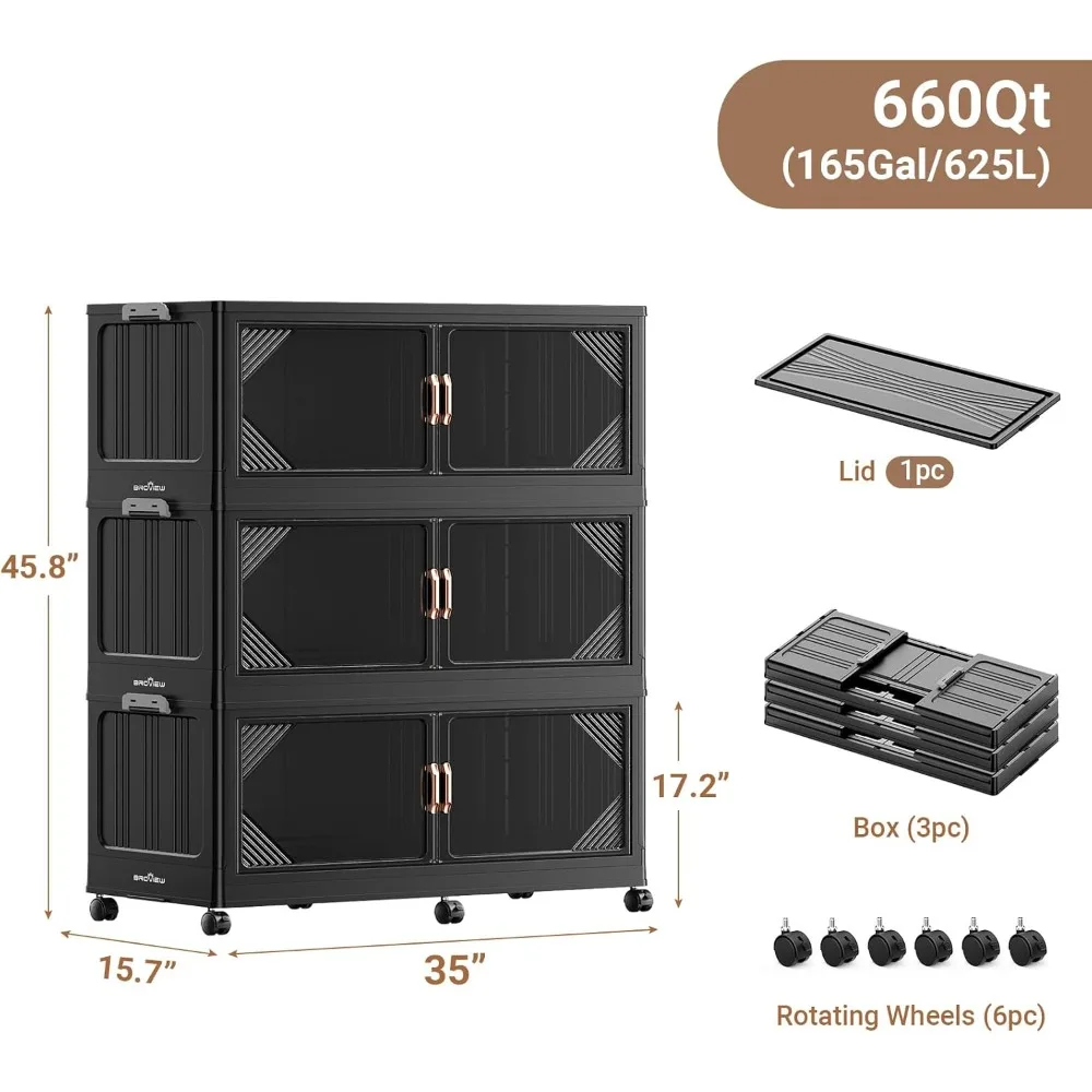 Ultra-verriegelnde Aufbewahrungsboxen, 8er-Pack transparente Kunststoffbehälter, 70 Quart Hochleistungs-Organizer für Schränke