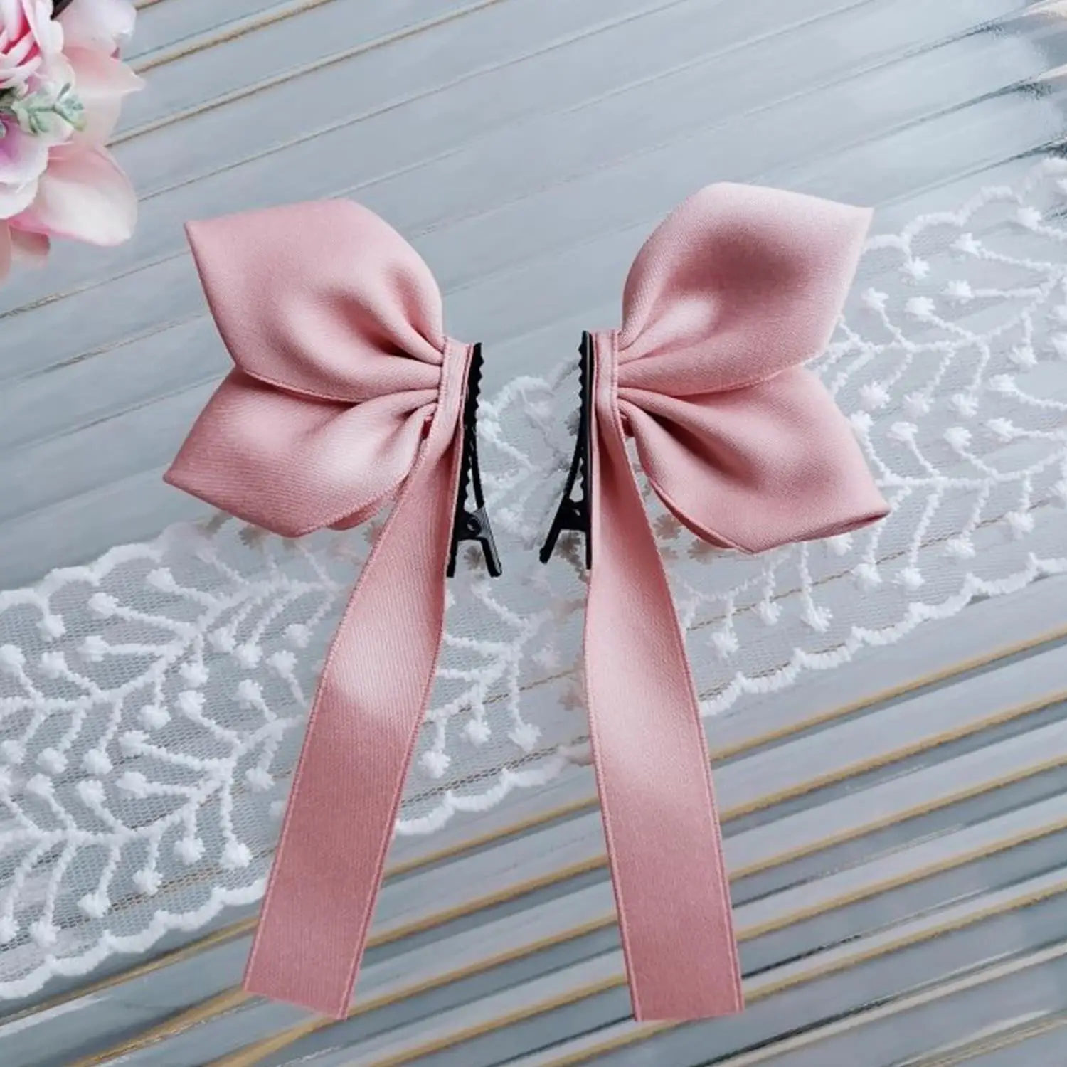 

1Pair New Cute Bow Headwear Sweet Little Girls Hair Clip Hair Accessories Summer Duckbill Clamp Baby Hairpins Children Barrette