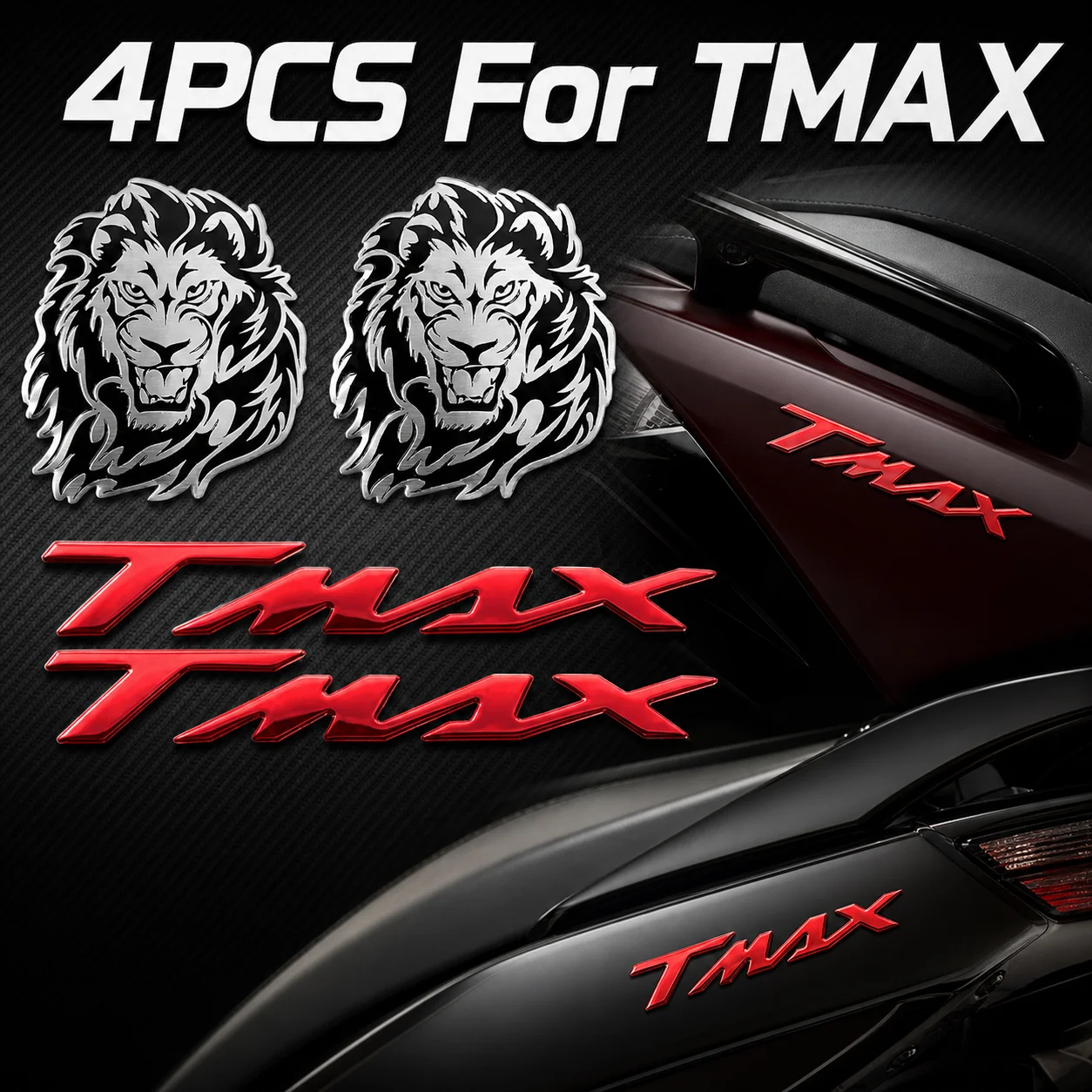 For TMAX 500 530 560 Logo Motorcycle Stickers Reflective Lion Emblem Badge Decal Moto Body Visor Windshield 3D Resin Gel Decals