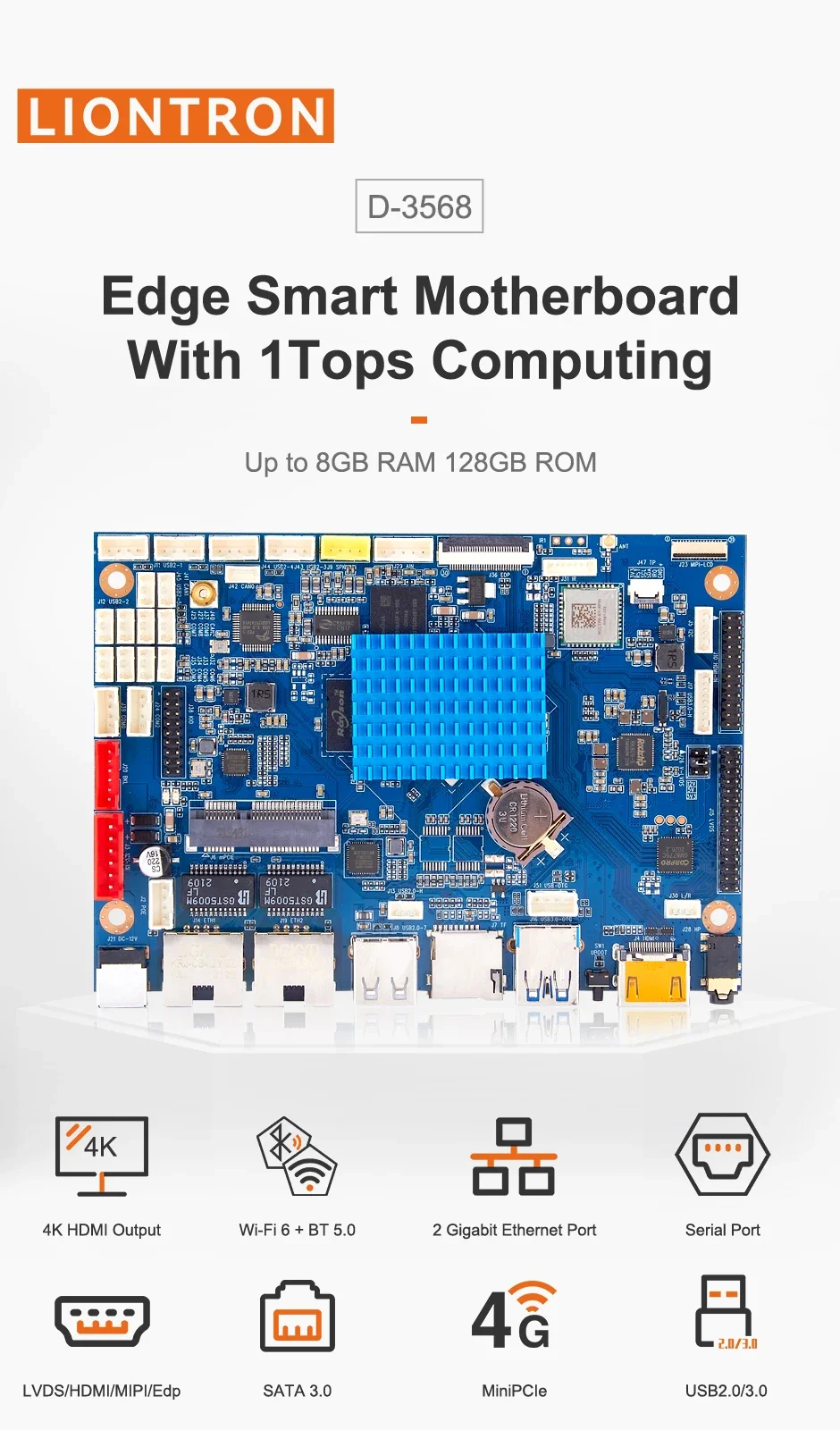 Liontron Computer a scheda singola RK3568 Rockchip Develop Board Arm lvds scheda madre android linux 1top potenza di calcolo