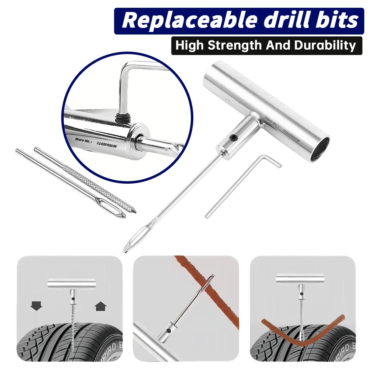 Universal Car Tire Puncture Repair Kit, Plug Ferramentas, Pneus Punctura, Tiras De Emergência, Cola, Agitando