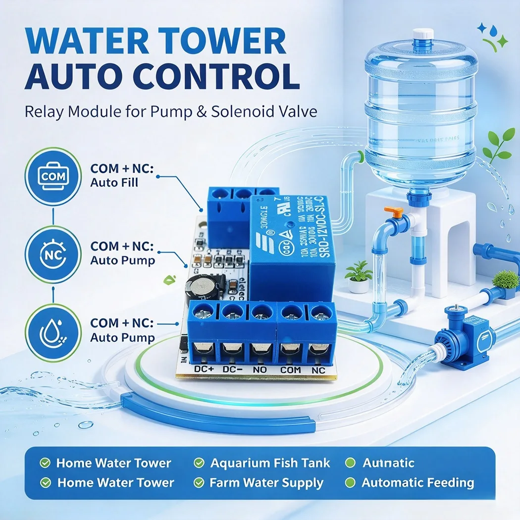 2pcs Water Level Controller Relay Module DC5V 12V 10A Liquid Level Switch for Water Tank Pump Automatic Control
