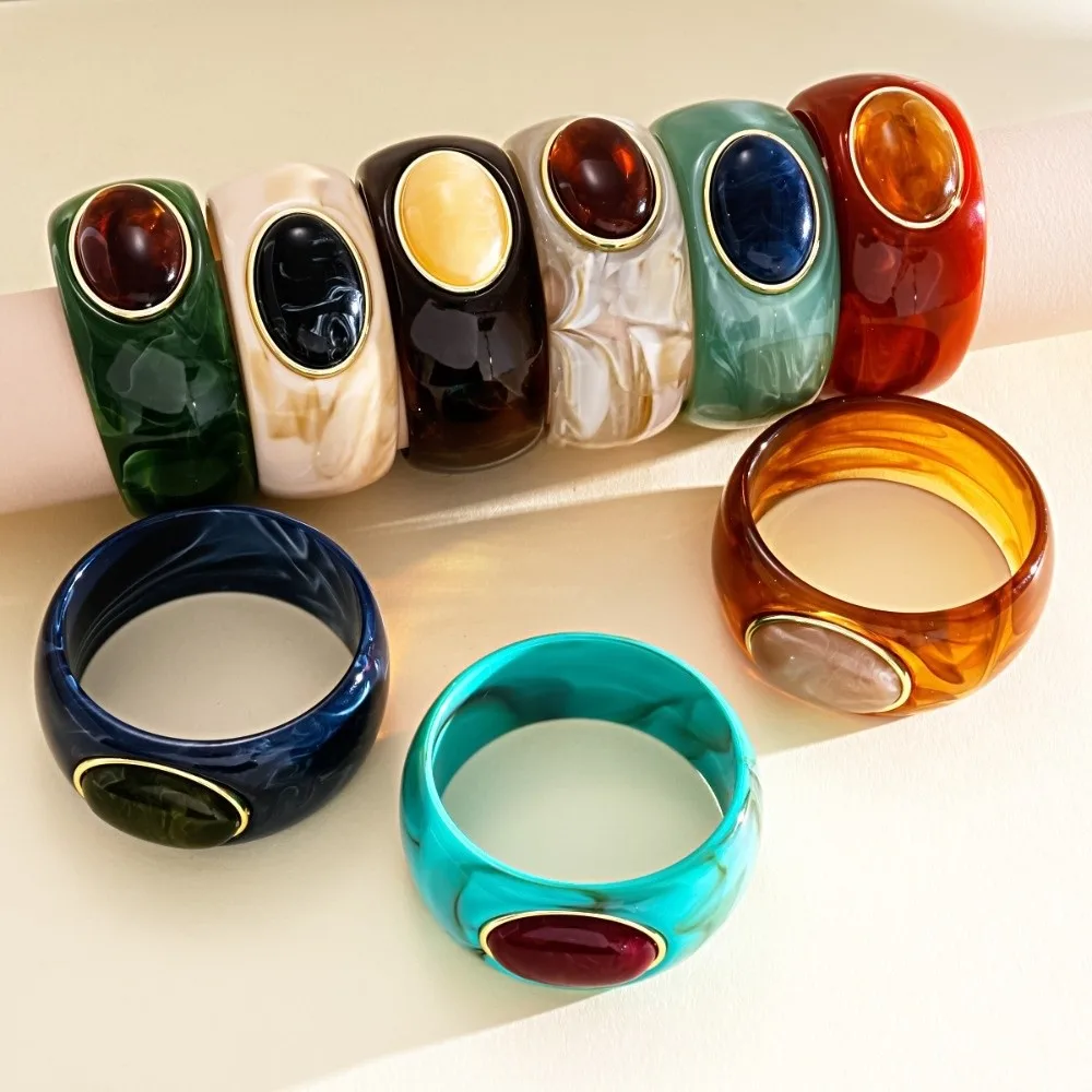 Bohemian Acrylic Bangle Smudging Minority Design Irregular Wide Bracelet Europe American Style Jewelry Accessories