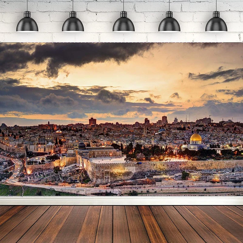 Photography Backdrop Israel Jewish Wailing Wall Jerusalem City Sunset Clouds Landscape Scenery Photo Studio Background Banner