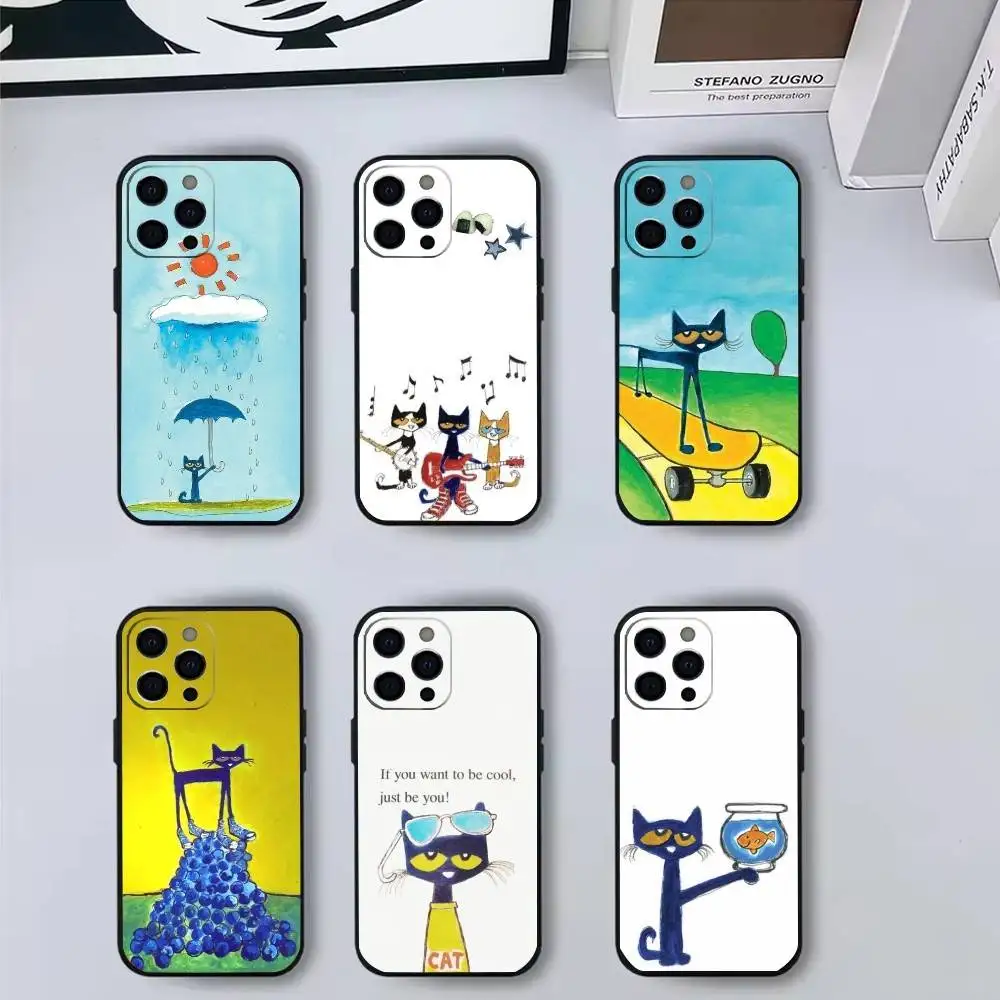 

Cute p-Pete cat Phone Case For iPhone 17,16,15,14,13,12,11 Plus,Pro,Max,XS Silicone Soft Cover