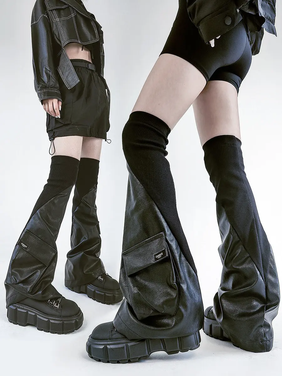 

Готические осенние гетры с рюшами в стиле Y2K для стройности ног, винтажные кружевные носки выше колена, теплые гетры в стиле Harajuku