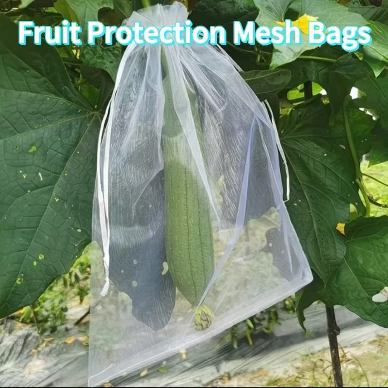 

50-200pcs Reusable Fruit Protection Mesh Bags Insect Proof Drawstring Bags Pest Barrier Covers for Fruit Plants Garden Supplies