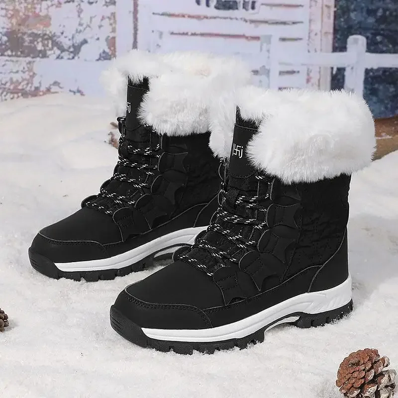 

High-Cut Snow Boots Women's Cotton Shoes Winter Warmness Trendy Ankle-high Boots Comfortable Polyurethane Upper Zapatillas Mujer