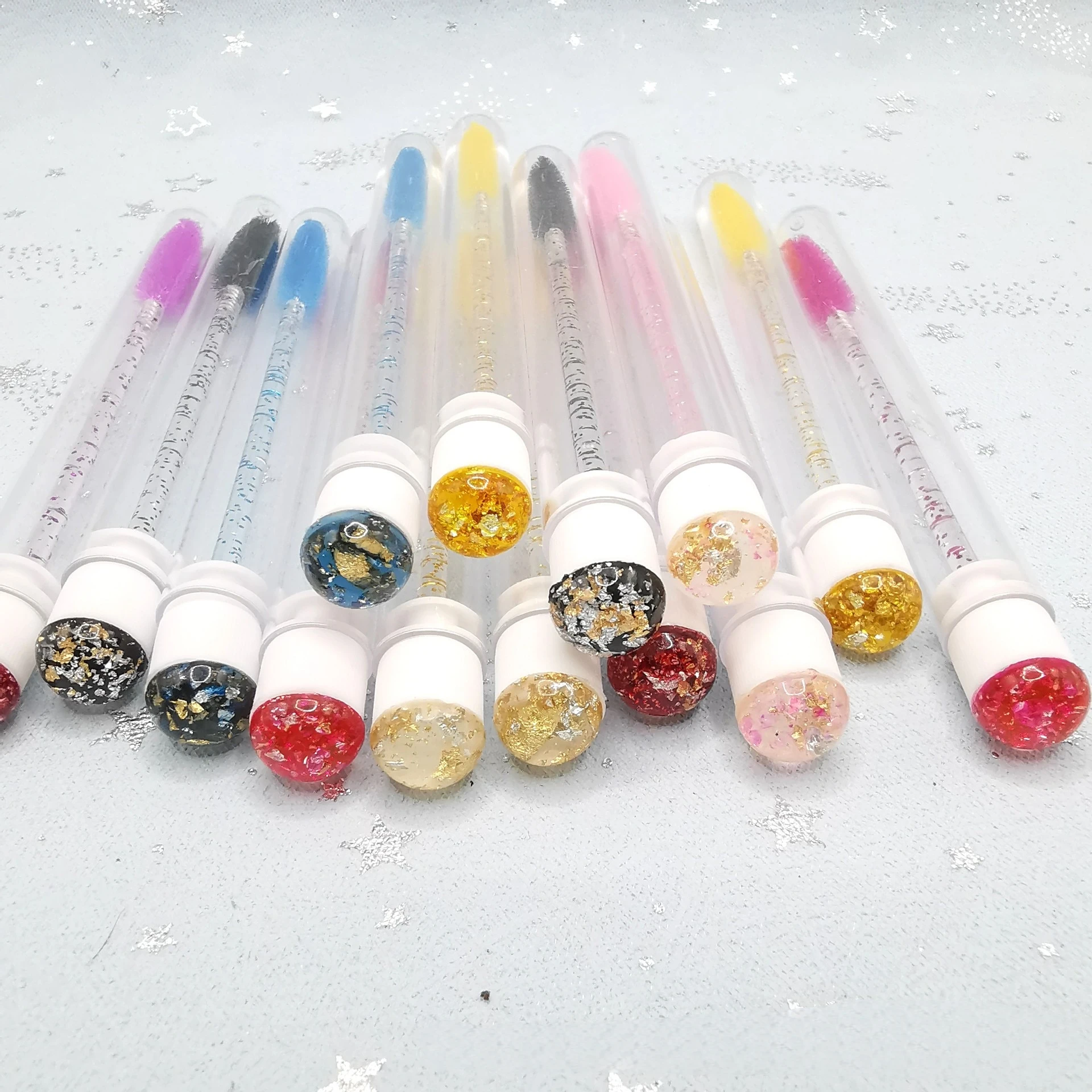 50pcsWholesale Custom logo Glitter Sequin Eyelash Brush Tube Mascara Wand Lash Spoolies Tubes Eyelash Lash Brush Tube
