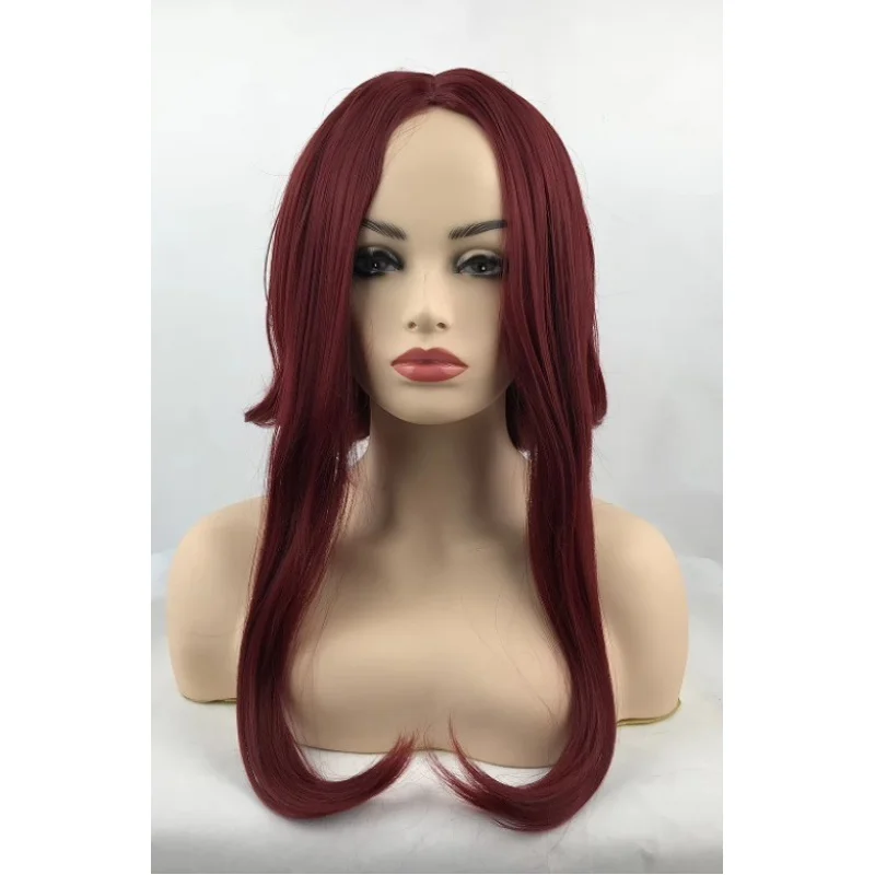 

Женский длинный темно-красный женский парик из натуральных волос для девочек