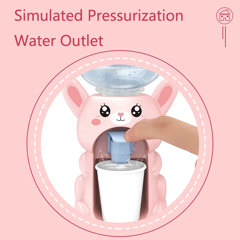 Mini Water Dispenser Machine Toy Simulation Animal Dollhouse Pretend Play Kitchen Supplies Beverage Cute Gift for Kids - Pig