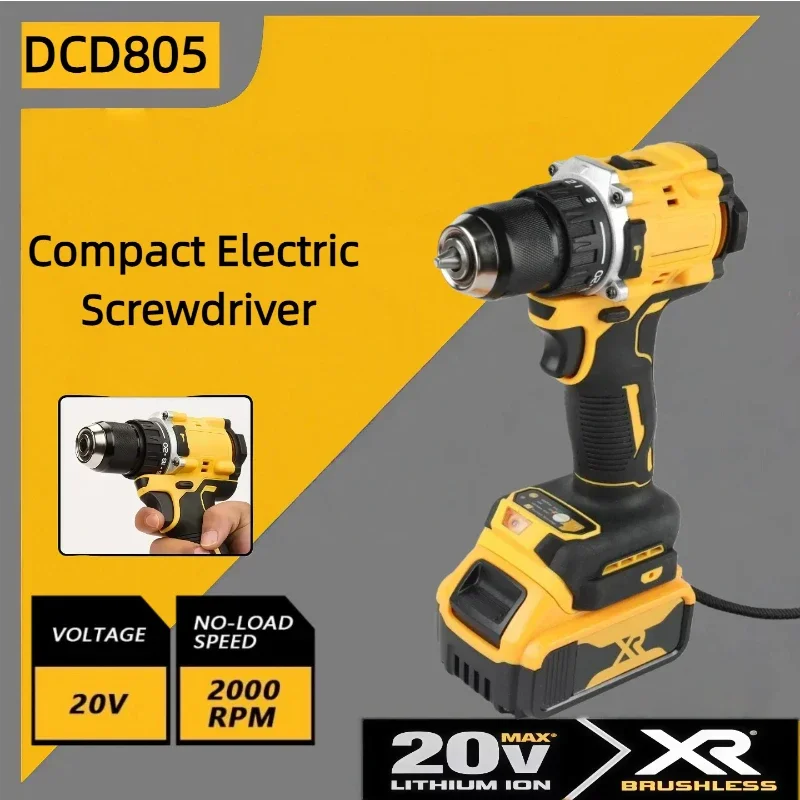 Compatible con DeWalt DCD805, taladro manual eléctrico sin escobillas, batería de litio recargable, taladro de impacto, taladro multifunción