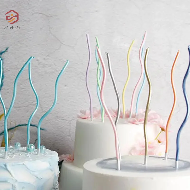Shiny Curved Birthday Candles Metallic Finish 6PCS Per Pack For Cake Decorations Birthday Parties