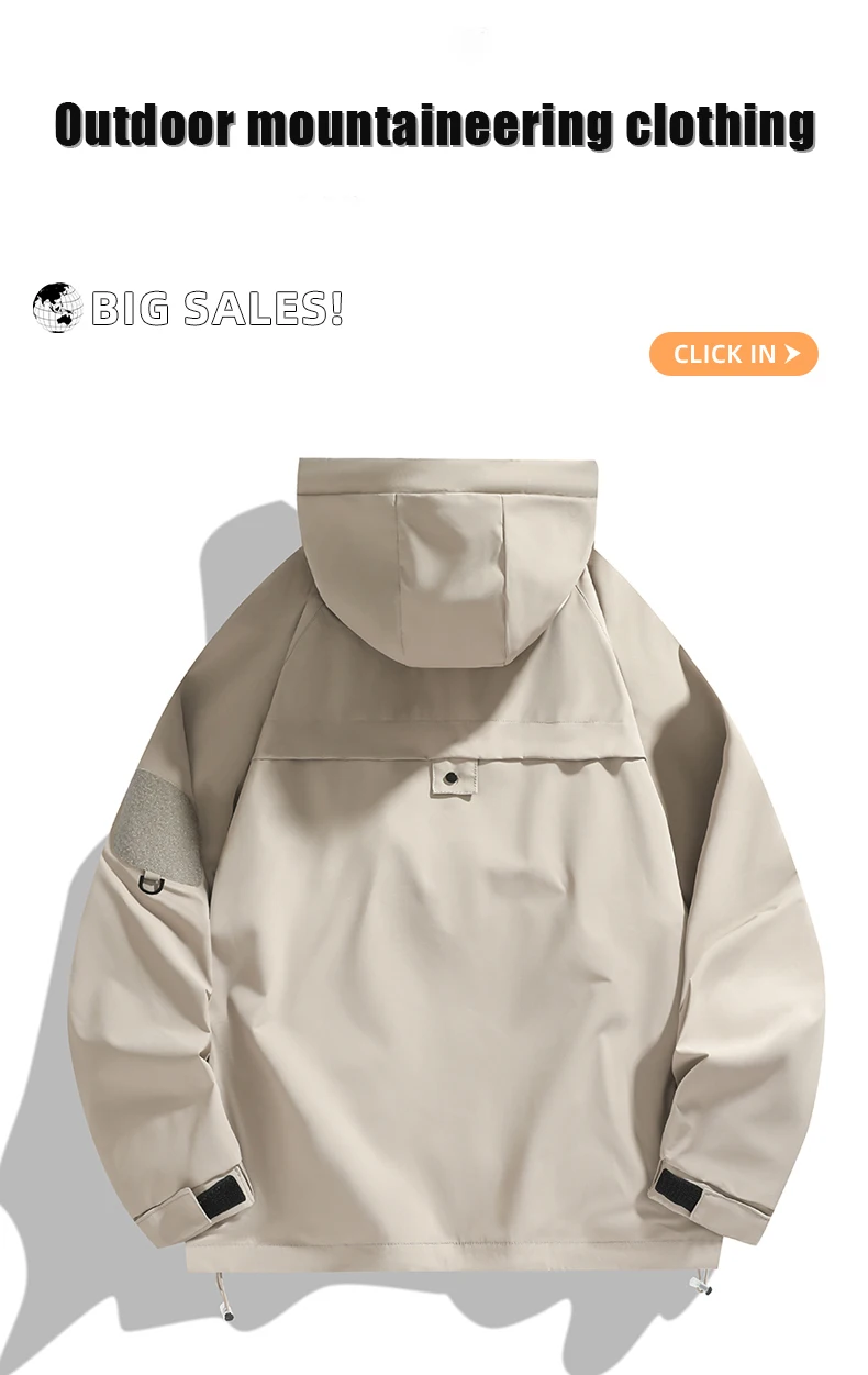 Herren Outdoor-Jacke im Bergstil, winddichte, wasserabweisende Wander-Freizeitjacke – Detail 2