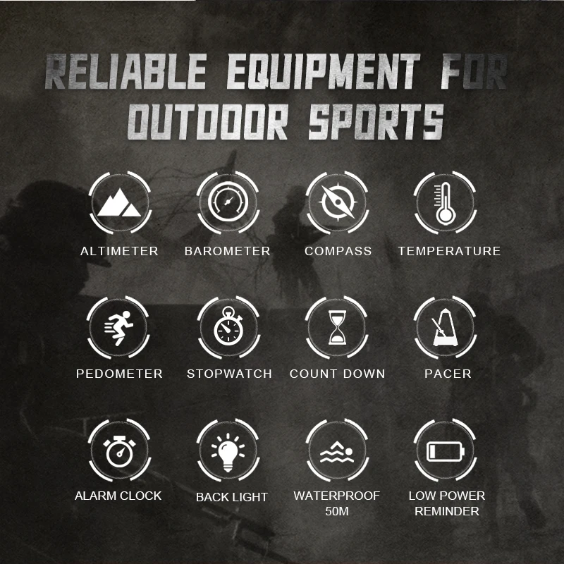 شمال حافة أباتشي 46 ساعة رقمية خارجية بوصلة بارومتر مقياس الارتفاع درجة الحرارة ساعة يد رياضية 5ATM Waterperoof السباحة