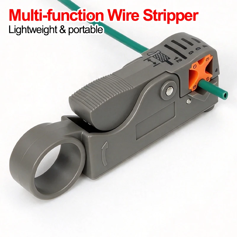 Multifunctional Rotary Wire Stripper Coax Cable Stripping Cutter for RG6 RG59 Cat5e Cat6 Network Ethernet Cable Hand Tool