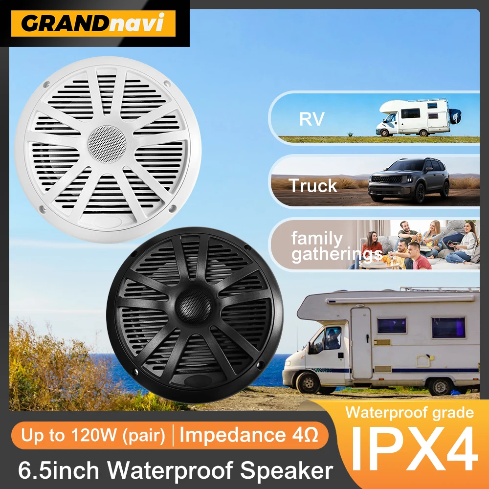 

6,5 дюймов 120 Вт 1 шт. для автодома, водонепроницаемый устойчивый к атмосферным воздействиям стереодинамик для лодки для яхт, тележки для гольфа, автофургона, квадроцикла, UTV, корабля, сауны