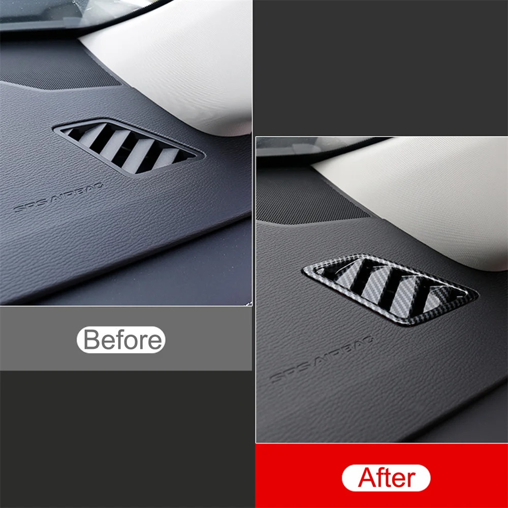 CGZ لميتسوبيشي أوتلاندر 2022 2023 2024 LHD!!! الكربون الأسود العلوي A/C منفذ تنفيس الهواء تنفيس ديكور غطاء الكسوة 2 قطعة