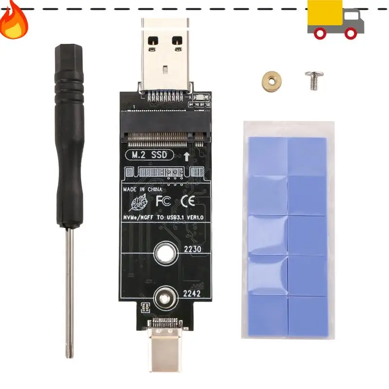 

Двойной протокол Type-C Type-A M.2 NVME Pcie NGFF USB3.1 GEN2 10 Гбит/с M2 SSD Корпус-адаптер Поддержка карт для твердотельного накопителя 2230/2242