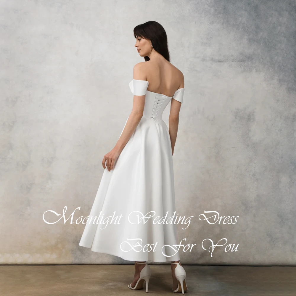 Simple Pleat Sweetheart A-Line Wedding Dress Women Off The Shoulder Open Back Lace-up Bridal Gown Vestidos De Novia Customized