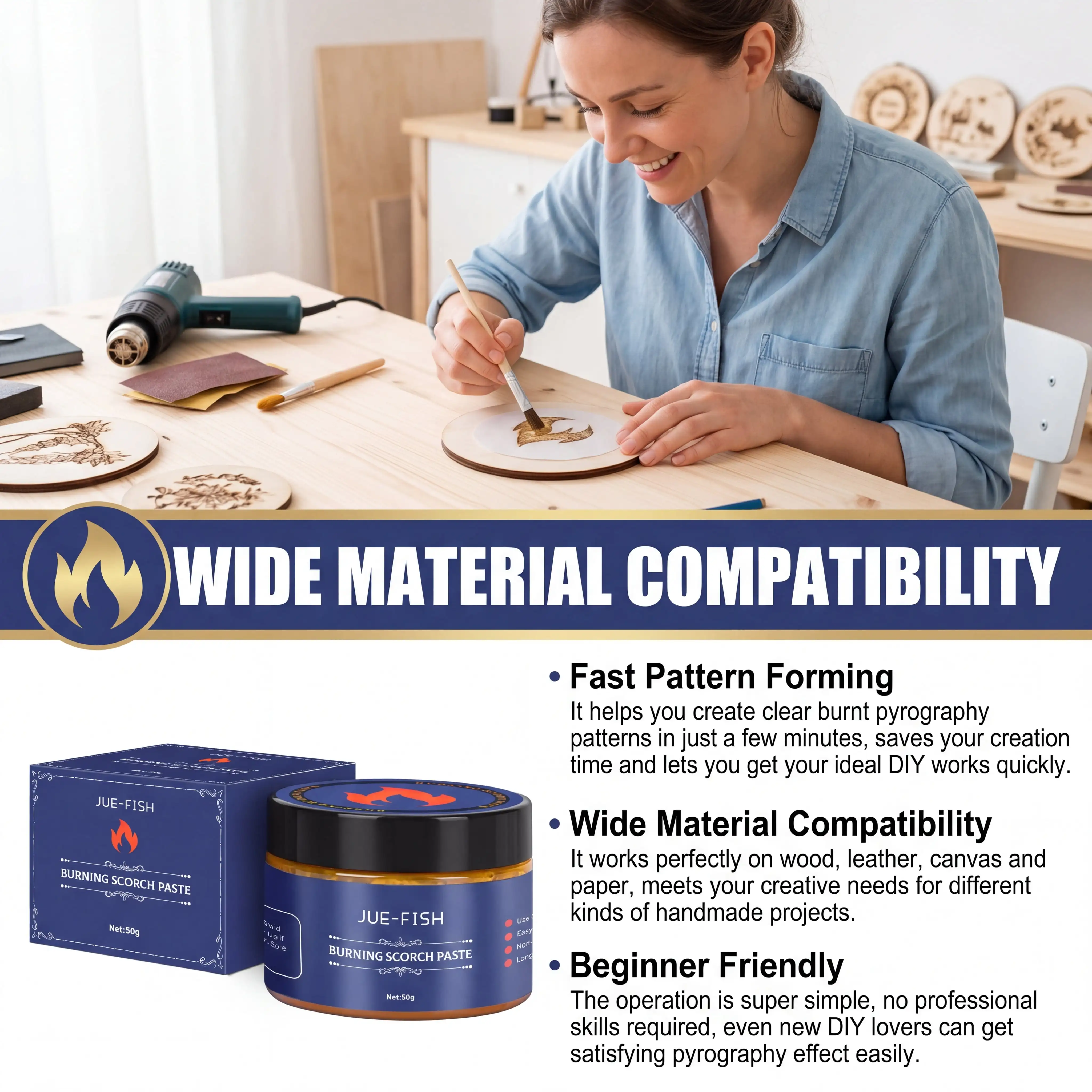 1/2/3 Pcs Safe Non Toxic Wood Burning Paste Creative Pyrography Material For Leather Canvas Paper Smooth Wood Burning Gel Solid view 6